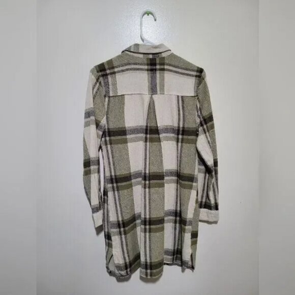 Old Navy Olive and Cream Plaid Shirt Dress - Picture 2 of 5